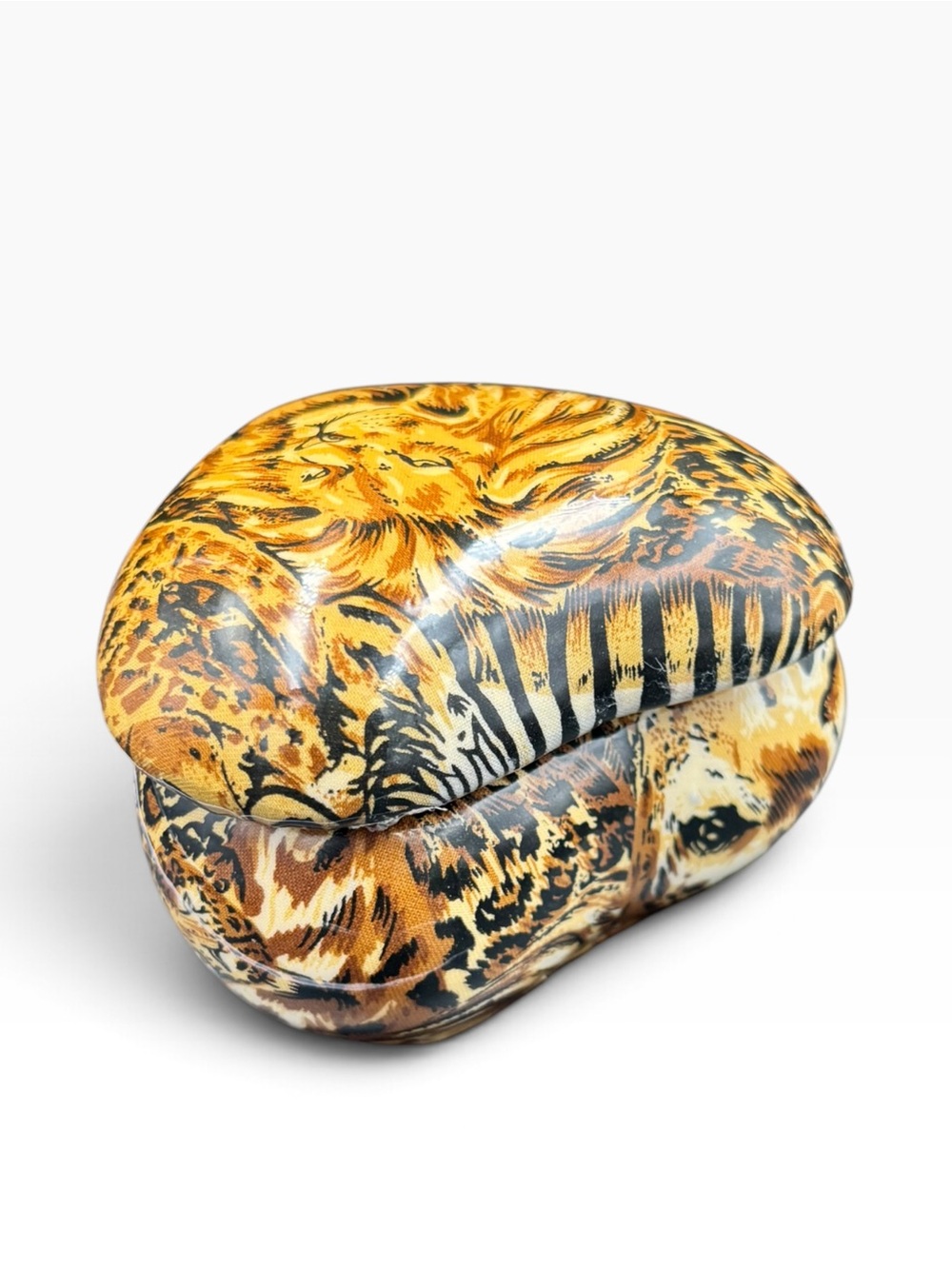 Heart-Shaped Lion Safari Animal Print Jewelry Trinket Box 5” x 4” - Picture 6 of 9